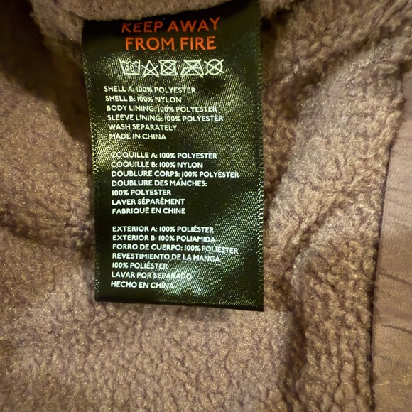 Urban Outfitters Cropped Fleece-Lined Hooded Jacket Mauve Zip Up Size M - Picture 5 of 8